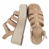 Kaki bruine plateau sandalen Cecili met gevlochten zool_