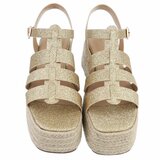 Gouden plateau sandalen Cecili met gevlochten zool_