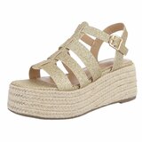 Gouden plateau sandalen Cecili met gevlochten zool_