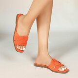 Mules femme Lydie orange en suédine à brides croisées_