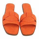 Mules femme Lydie orange en suédine à brides croisées_