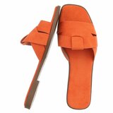 Mules femme Lydie orange en suédine à brides croisées_