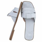 Mules femme Lydie bleu clair en suédine à brides croisées_