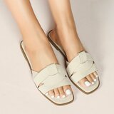 Mules femme Lydie beige en suédine à brides croisées_