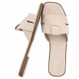 Mules femme Lydie beige en suédine à brides croisées_