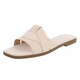 Mules femme Lydie beige en suédine à brides croisées_