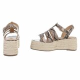 Snake printed plateau sandalen Cecili met gevlochten zool_