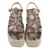 Snake printed plateau sandalen Cecili met gevlochten zool_