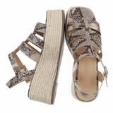 Snake printed plateau sandalen Cecili met gevlochten zool_