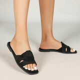 Mules femme Lydie noires en suédine à brides croisées_