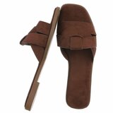 Mules femme Lydie marron en suédine à brides croisées_