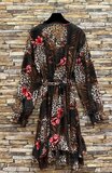 Jolie robe imprimé léopard et fleurs à manches longues_