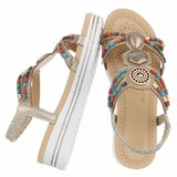 Sandales femme Cedela or avec pierres colorées et bride élastique_