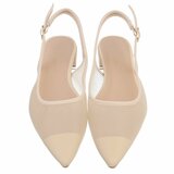 Beige slingback pumps Raphaele met transparant mesh en lage hak_