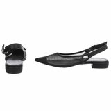 Zwarte slingback pumps Raphaele met transparant mesh en lage hak_