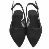 Zwarte slingback pumps Raphaele met transparant mesh en lage hak_