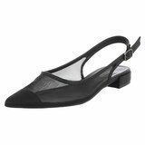 Zwarte slingback pumps Raphaele met transparant mesh en lage hak_