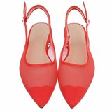 Rode slingback pumps Raphaele met transparant mesh en lage hak_