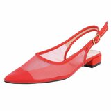Rode slingback pumps Raphaele met transparant mesh en lage hak_