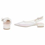Witte slingback pumps Raphaele met transparant mesh en lage hak_