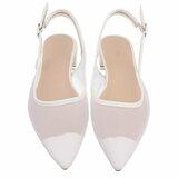 Witte slingback pumps Raphaele met transparant mesh en lage hak_