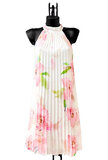 Trendy en chique wit-rose midi halterjurk in plisse_