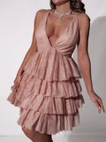 Robe élégante en tulle vieux rose_
