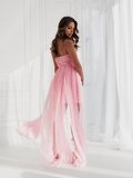Magnifique robe bustier courte rose  avec 3 d fleurs_