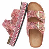 Mules fuchsia à plateforme avec boucles et détails brodés_