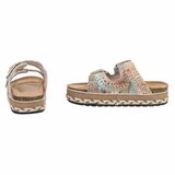 Beige plateau slippers Cendi met gesp en borduurdetails_