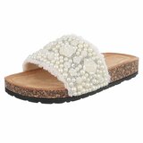 Mules blanches Gisele avec perles et détails floraux_