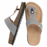 Tongs grises Karin avec boucle et semelle confortable_