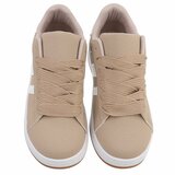 Kaki lage sneaker Hesly met witte strepen_