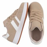 Kaki lage sneaker Hesly met witte strepen_