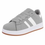 Grijze lage sneaker Hesly met witte strepen_