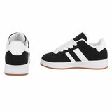 Zwarte lage sneaker Hesly met witte strepen_