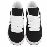 Zwarte lage sneaker Hesly met witte strepen_
