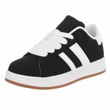 Zwarte lage sneaker Hesly met witte strepen_