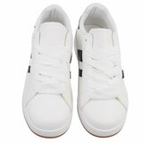Witte lage sneaker Hesly met zwarte strepen_