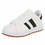 Witte lage sneaker Hesly met zwarte strepen_
