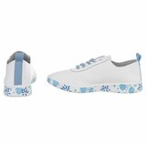Witte luxe sneakers Pauline met blauwe accenten_