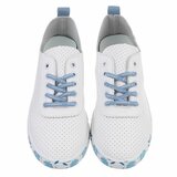 Witte luxe sneakers Pauline met blauwe accenten_