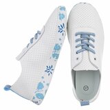 Witte luxe sneakers Pauline met blauwe accenten_