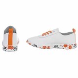 Witte luxe sneakers Pauline met oranje accenten_