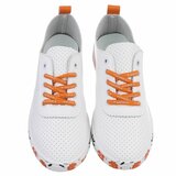 Witte luxe sneakers Pauline met oranje accenten_