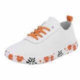Witte luxe sneakers Pauline met oranje accenten_