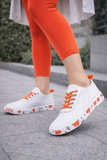 Witte luxe sneakers Pauline met oranje accenten_