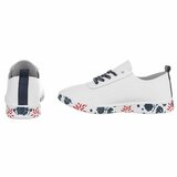 Witte luxe sneakers Pauline met blauw-rode accenten_