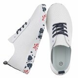 Witte luxe sneakers Pauline met blauw-rode accenten_