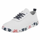 Witte luxe sneakers Pauline met blauw-rode accenten_